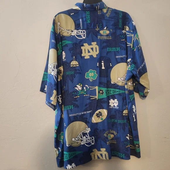 Reyn Spooner Sports Blue Shirt Size XXL University of Norte Dame Football Irish - Picture 2 of 16